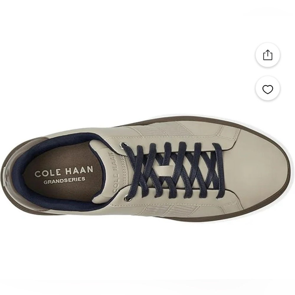 Men's Cole Haan Leather Grand Crosscourt Premier Sneakers in Silver / Gray Shoes - Picture 5 of 16